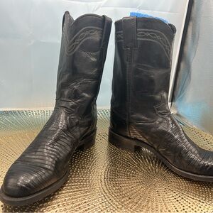 Justin Black Lizard exotic men 7.5 cowboy boots
